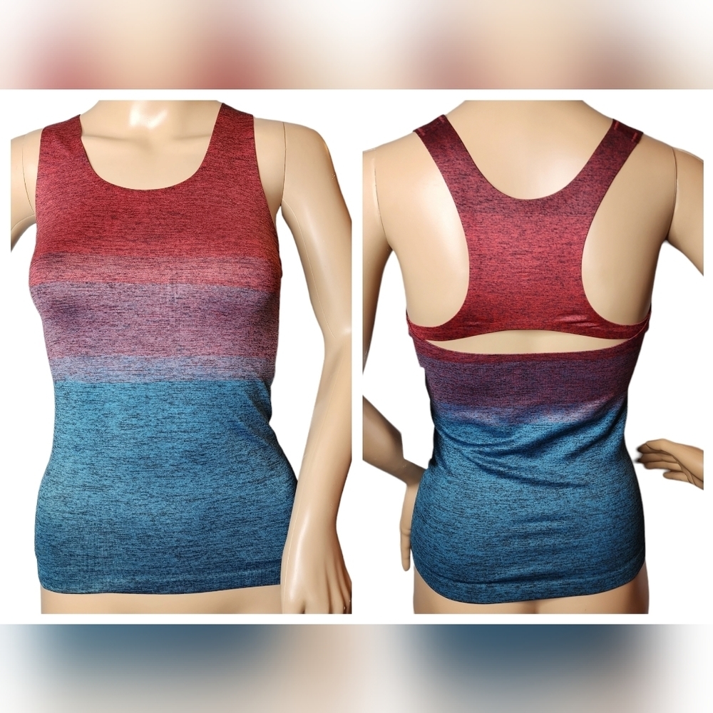 NWT Athleta Relay Tank Top Shirt Gradient Ombre‎ Multi Red Blue Size XS